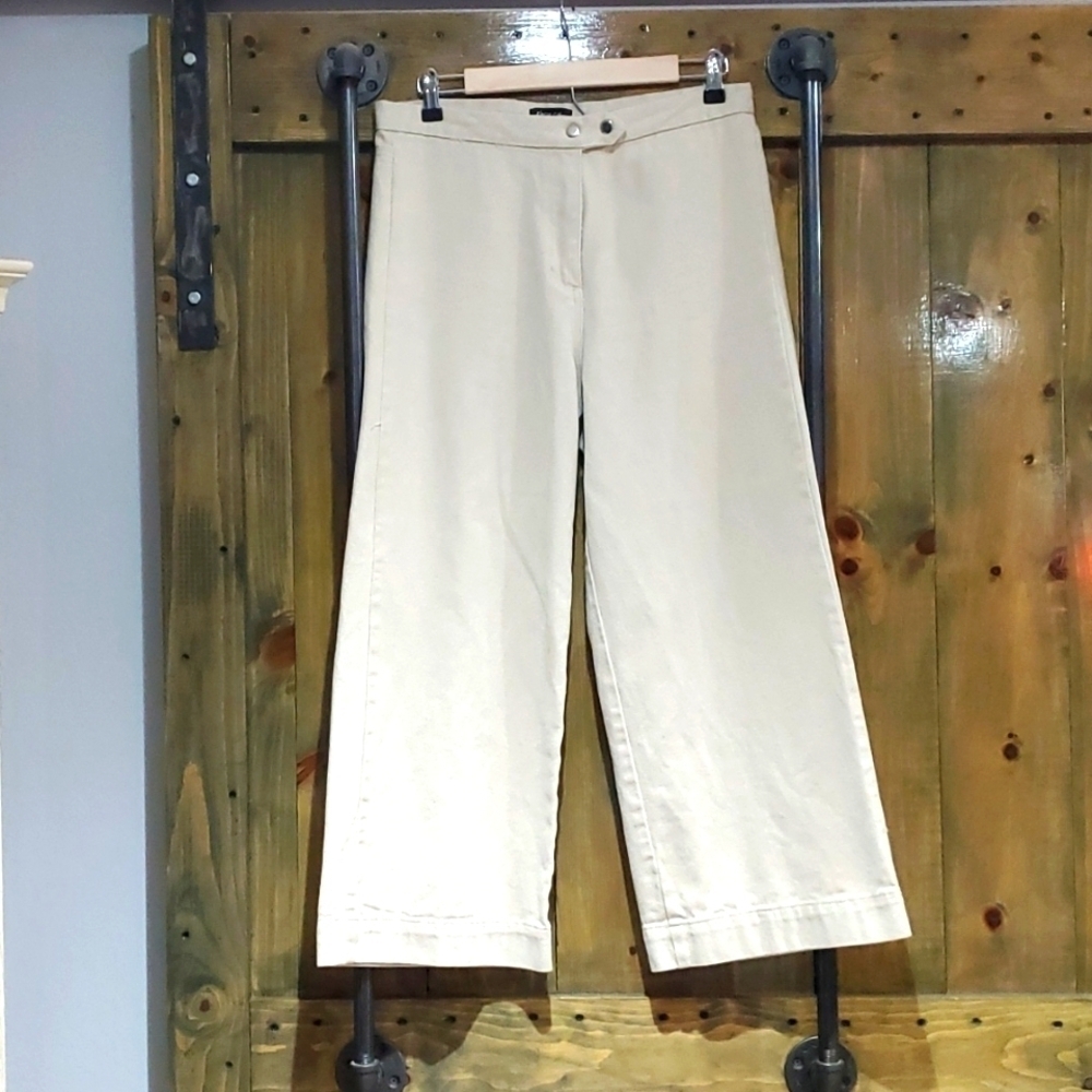 NASTY GAL CREAM WIDE LEG    JEANS GAUCHOS Cropped SIZE UK 14 EU 42
